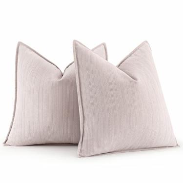 Imagem de MIULEE Pacote com 2 capas de almofada decorativas rosa damasco 45,7 x 45,7 cm de chenille macio, capas de almofada de casa de fazenda com design elegante para decoração de casa, sofá, quarto, sala de