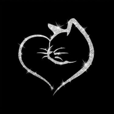 Imagem de Adesivo de coração de gato fofo brilhante decalque de carro autoadesivo PVC brilhante adesivo para carros, caminhões, motocicletas, capa de porta multisuperfície adesivo decorativo (branco)