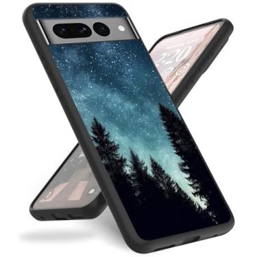Imagem de Capa para Google Pixel 7 Pro, capa protetora de silicone preta fina antiarranhões à prova de choque durável para Google Pixel 7 Pro 6,7 polegadas 2022, árvore nebulosa