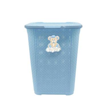 Imagem de Cesto Infantil Bebê e Mamãe Organizador 30L - Monte Líbano, Azul Bebê
