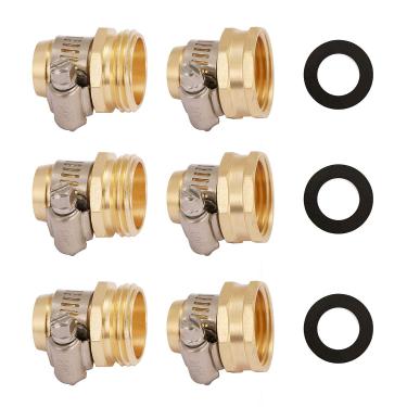 Imagem de U.S. Kit de reparo de mangueira de jardim de latão sólido – Conector de reparo de mangueira de jardim 3 pares, conector de mangueira com braçadeiras para caber em mangueiras de jardim de 3/4" ou 5/8", conector de reparo de mangueira, conector para mangueira de jardim