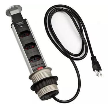 Imagem de Torre de Tomada de Embutir Retrátil para Bancada e Mesa com Múltiplas Tomadas Proteção Contra Sobrecarga Carregamento Rápido Instalação Simples Ideal para Cozinha Escritório Home Office