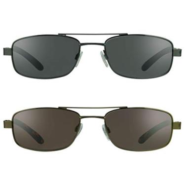 Imagem de proSPORT Combo óculos de sol + lente marrom e fumê 1,75 preto e armação bronze piloto quadrado aviador leitor de lente completa não bifocal