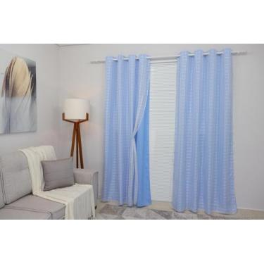 Imagem de Cortina Oxford ul-Bebê Com Voil Xadrez Sala/Quarto 300X250 - Fabritex