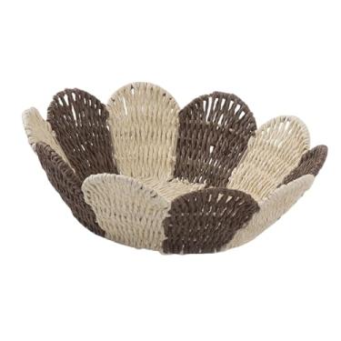 Imagem de DimyFew Cesta de papel trançada com corda, organizador de mesa, balcão de cozinha, cesta leve de armazenamento feita à mão para doces, salgadinhos e, Marrom