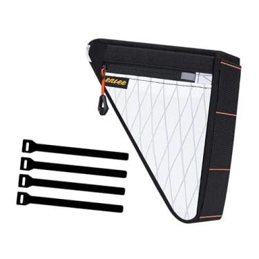 Imagem de IEUDNS Bolsa triangular para bicicleta, bolsa para quadro de bicicleta, masculina e feminina, com zíper, para tubo superior com alças para viagens, mountain, Branco
