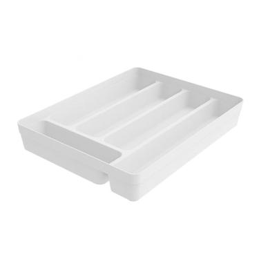 Imagem de Organizador de Talheres Para Gaveta 5 Divisorias Plástico Cozinha Branco - 401045 Crippa