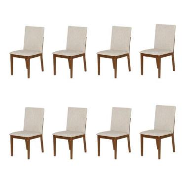 Imagem de Conjunto 8 Cadeiras de Jantar Sofia Design Clássico Jequitibá Nozes Li