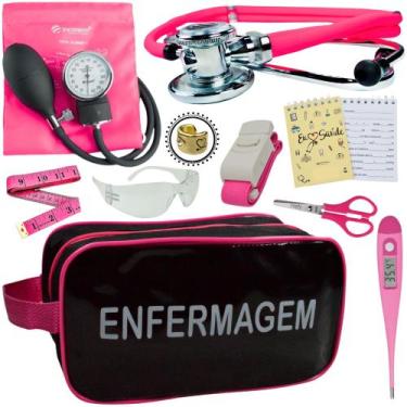 Imagem de Kit Academico Enfermagem Premium Preto Completo - Love Saude, ROSA ENF