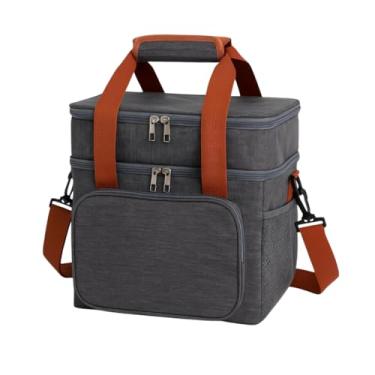 Imagem de Bolsa Térmica Premium Grande 2 Andares com Isolamento Térmico e Alça Ajustável (Cinza)