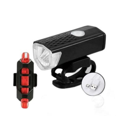 Imagem de Kit Bike Iluminação Noturna Farol E Lanterna Pisca Traseira