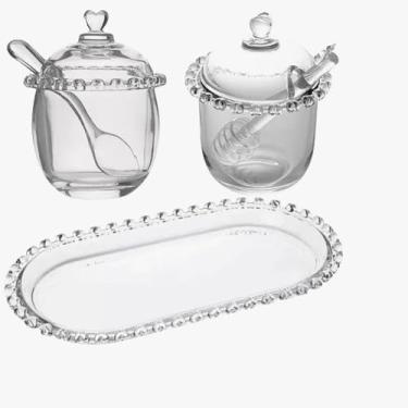 Imagem de Meleira,Meleira De Vidro Cristal 450ml Com Pegador Pote Porta Mel Com Dosador E Tampa