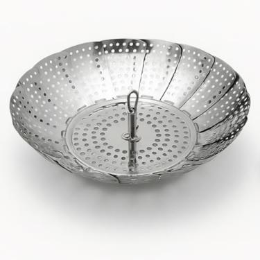 Imagem de Cesto de Cozimento a Vapor em Aço Inox – Tamanho Grande 11Cm, Vaporizador Dobrável para Legumes, Verduras, Batatas e Ovos, Resistente e Fácil de Usar