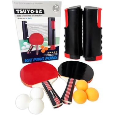 Imagem de Kit Ping Pong Profissional Raquete Rede 6 Bolas Tênis Mesa (pretoo)