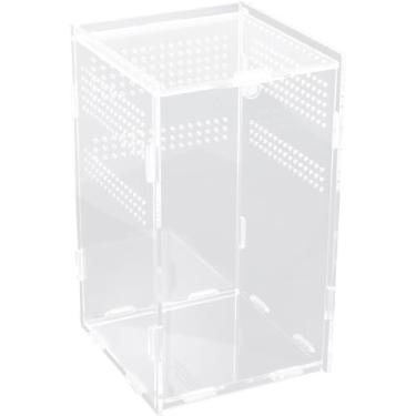 Imagem de Gabinete de acrílico micro habitat, gabinete de aranha saltadora, estufa de plantas, gabinete para répteis de pequenas árvores, anfíbios, aranhas e outros invertebrados (4,7 × 4,7 × 19,8 cm)