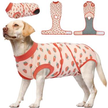 Imagem de Kuoser Terno de recuperação de cães fêmeas machos, body pós-cirurgia para castramento castrado, macacão de cachorro após cirurgia, traje de recuperação cirúrgica para animais de estimação