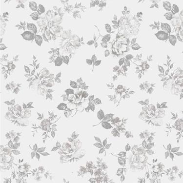 Imagem de ZAMNEA Papel de parede floral vintage descascar e colar, papel de parede de flor cinza branco autoadesivo removível para quarto, cozinha, bancada, armários, cômoda, gaveta, móveis, 43 x 38 cm