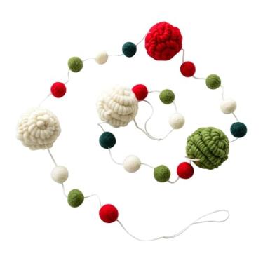 Imagem de oshhni Guirlanda de bolas de feltro para árvore de Natal de 63 polegadas, vermelha, verde e branca, versátil para parede, decoração de lareira, acessório