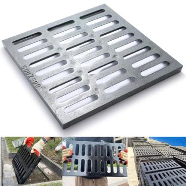 Imagem de TIDFOLGHTTHOR Grelha de Drenagem de Ferro Fundido, Tampa de Drenagem Externa Resistente de 20 * 20 Pol., Grelha de Canal Classe B125, Grelha de Esgoto de Metal, Grelha de Drenagem (20*20 Pol. (Carga 2