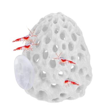 Imagem de Zyghjort Couros de camarão para aquário, impresso em 3D, caverna de camarão, Betta, esconderijo de peixe para descanso Guppy, acessórios de tanque de recife de coral - branco