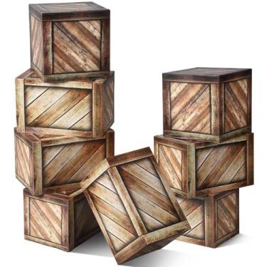 Imagem de Decorações de festa Outus Hay Bales Boxes Western Cowboy x8