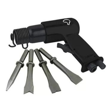 Imagem de Martelete Pneumatico Rebarbador Com 4 Ponteiras Potente Cor Preto Pnw1