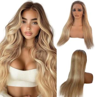 Imagem de Peruca frontal de renda Munx Ash Blonde 40cm Cabelo humano 180% de den