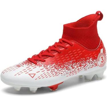 Imagem de Tênis de futebol masculinos de futebol com pontas longas, couro e borr