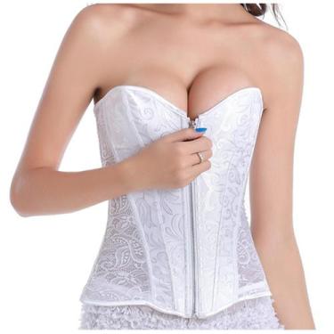 Imagem de Mulheres Sexy Laceback Zip Oco Out Espartilho Top Bustier Body Court C
