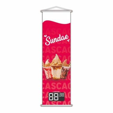 Imagem de Banner Sundae Sorvete Sorveteria Gelado Preço Lona 100X30Cm - Plimshop