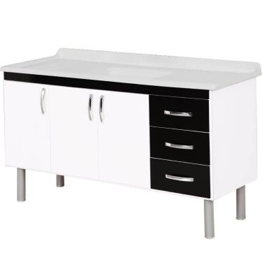 Imagem de Armário Tóquio 144,2cm Branco Com Preto - 539415 - A.j.rorato Armário Tóquio 144,2cm Preto - 539415 - A.j.rorato