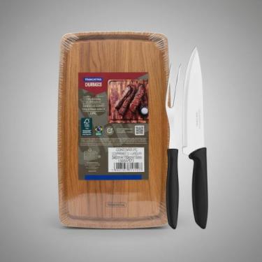 Imagem de Kit Tabua De Churrasco Tramontina C/ Faca E Guarfo Trinchant