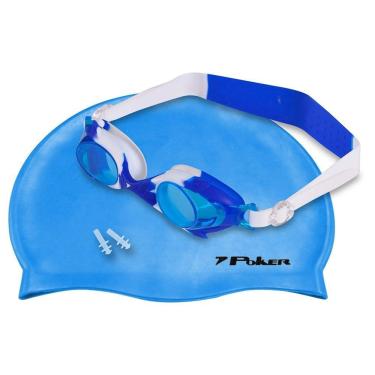 Imagem de Kit Natação Poker Orimos Óculos + Touca + Protetor de Ouvido Infantil