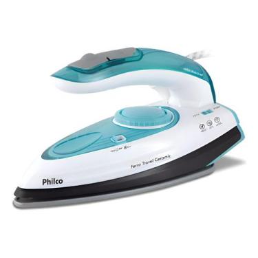 Imagem de Ferro De Passar Travel Ceramic Azul E Branco Philco Cor Azul-turquesa,