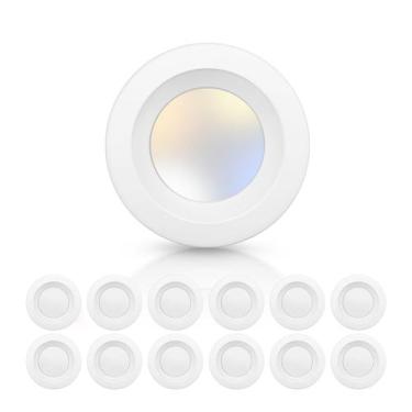 Imagem de Lâmpada LED embutida ECOELER 4" 5CCT regulável, pacote com 12