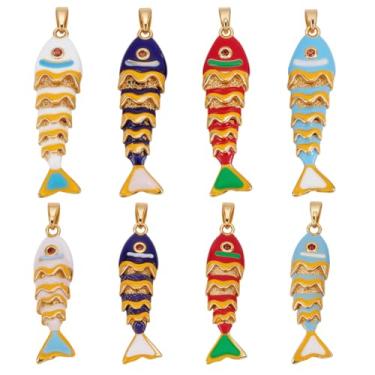 Imagem de AHANDMAKER 8 peças 8 estilos boho pingente de peixe para mulheres esmalte praia havaiana delicados pingentes de peixe boho da sorte pingente de praia havaiano verão oceano minimalista colares joias