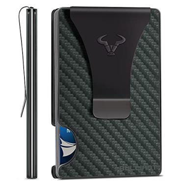 Imagem de Carteira masculina, carteira fina, clipe de dinheiro, presente para homens, compatível com Airtag ou uso padrão, expansível para 15 cartões, Verde escuro 7847, Minimalista