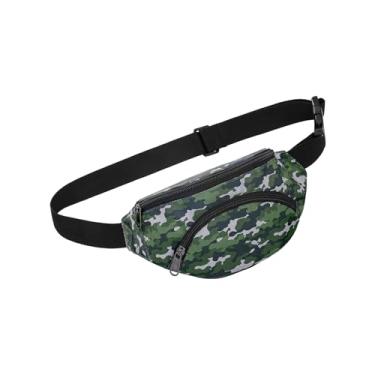 Imagem de Mochila de cintura para homens e mulheres, corrida, viagem, bolsa transversal com alça ajustável e 3 bolsos com zíper, pochete moderna para presentes de festivais, B9 - verde camuflado, 9.8 x 4.6