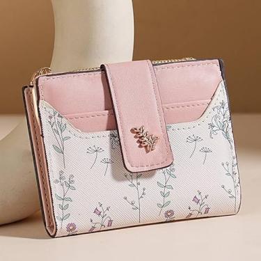 Imagem de Bolsa feminina curta estampada de couro com porta-cartões carteira zíper fivela verão clutch feminina rosa, rosa, Tendência