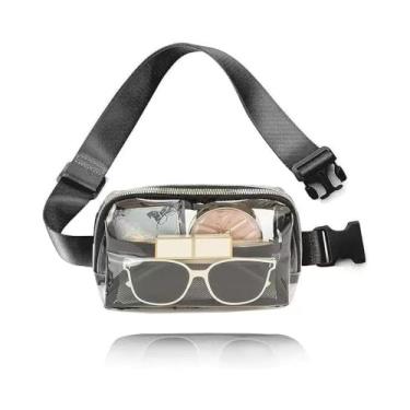 Imagem de Bolsa de cinto transparente, aprovada pelo estádio, para mulheres e homens com alça ajustável, cintura transparente de PVC, Preto, Tendência