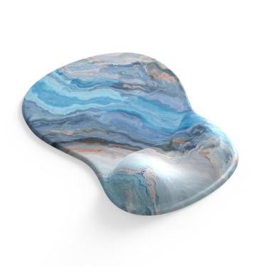 Imagem de Mousepad ergonômico para escritório com suporte de pulso, mouse pad de gel confortável com descanso de pulso, design côncavo médio, tapete de mouse para alívio da dor para trabalhar, estudar e jogar