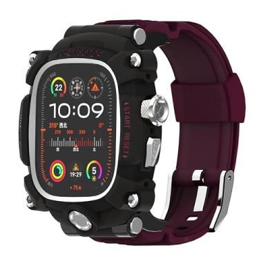 Imagem de Capa de relógio iG-3100 para Apple Watch Ultra 2 de 49 mm com capa, capa robusta de silicone para Apple Watch Ultra 1 de 49 mm, capa protetora completa para homens, vinho
