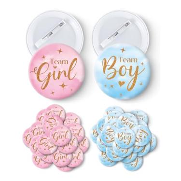 Imagem de Cgvovgr 40 peças de broches de botão de revelação de gênero, broches de botão de equipe, meninos e meninas, rosa e azul para chá de bebê, roupas de bebê, emblemas, para suprimentos de jogos de festa