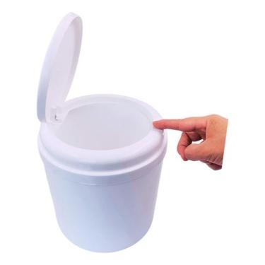 Imagem de Lixeira Cesto Max Toc Click 6 Litros Branco Cozinha Banheiro - Microma