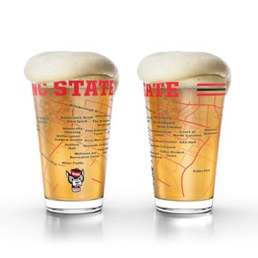 Imagem de Greenline Goods Copos de cerveja North Carolina State University Wolfpack College (conjunto de 2), 473 g – Logotipo colorido + mapa do campus