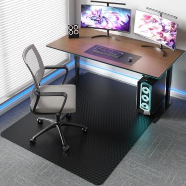 Imagem de Tydle Tapete de cadeira para carpete 91 cm x 122 cm - Tapete geométrico 3D para pisos alcatifados, tapete de plástico para escritório em casa, preto