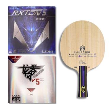 Imagem de Combo Loki K3, com Borrachas Rxton-5 e Reactor Tornado, Selo ITTF, Tensionadas, 2.1mm (esponja), Raquete 5folhas de Madeiras + 2 Carbono, Cabo FL