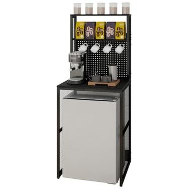 Imagem de KirKical Prateleiras de cozinha com armazenamento, mini suporte de geladeira, prateleira de armazenamento de utilidades, mesa de cafeteria, suporte de forno de micro-ondas com espaço para mini