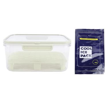 Imagem de Caixa de manutenção de frescor Recipiente portátil de armazenamento de alimentos Organizador de geladeira com bandeja de drenagem Selo à prova de vazamento para uso doméstico em