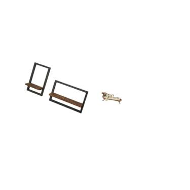 Imagem de Fenteer Prateleiras Flutuantes Rústicas Modernas E Sofá-cama de Madeira em Miniatura - Acessórios DIY para Decoração de Cozinha, Escritório, Sala de Jantar, S